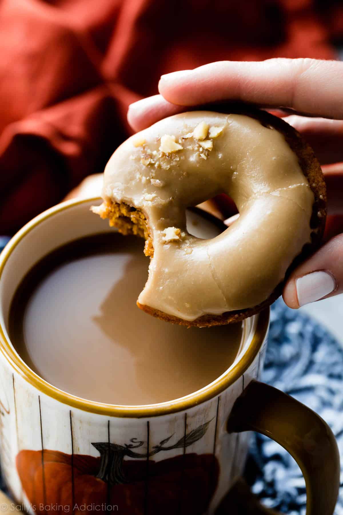 pumpkin donut with coffee