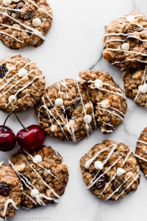 white chocolate cherry oatmeal cookies