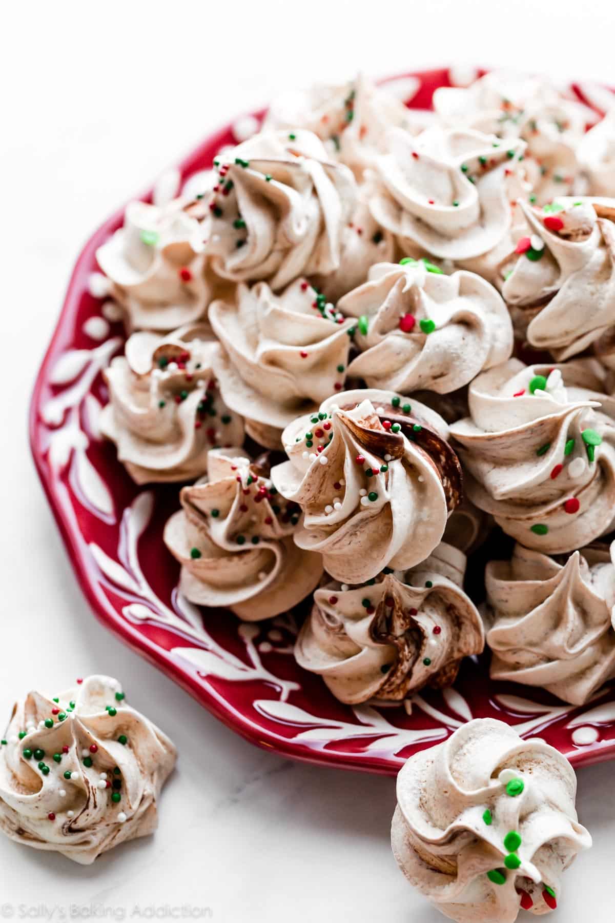 chocolate swirled meringues