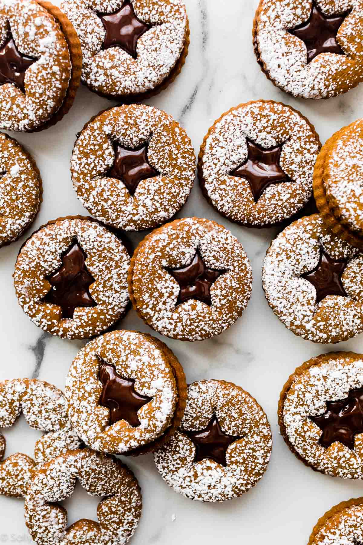 gingerbread sandwich cookies with chocolate ganache