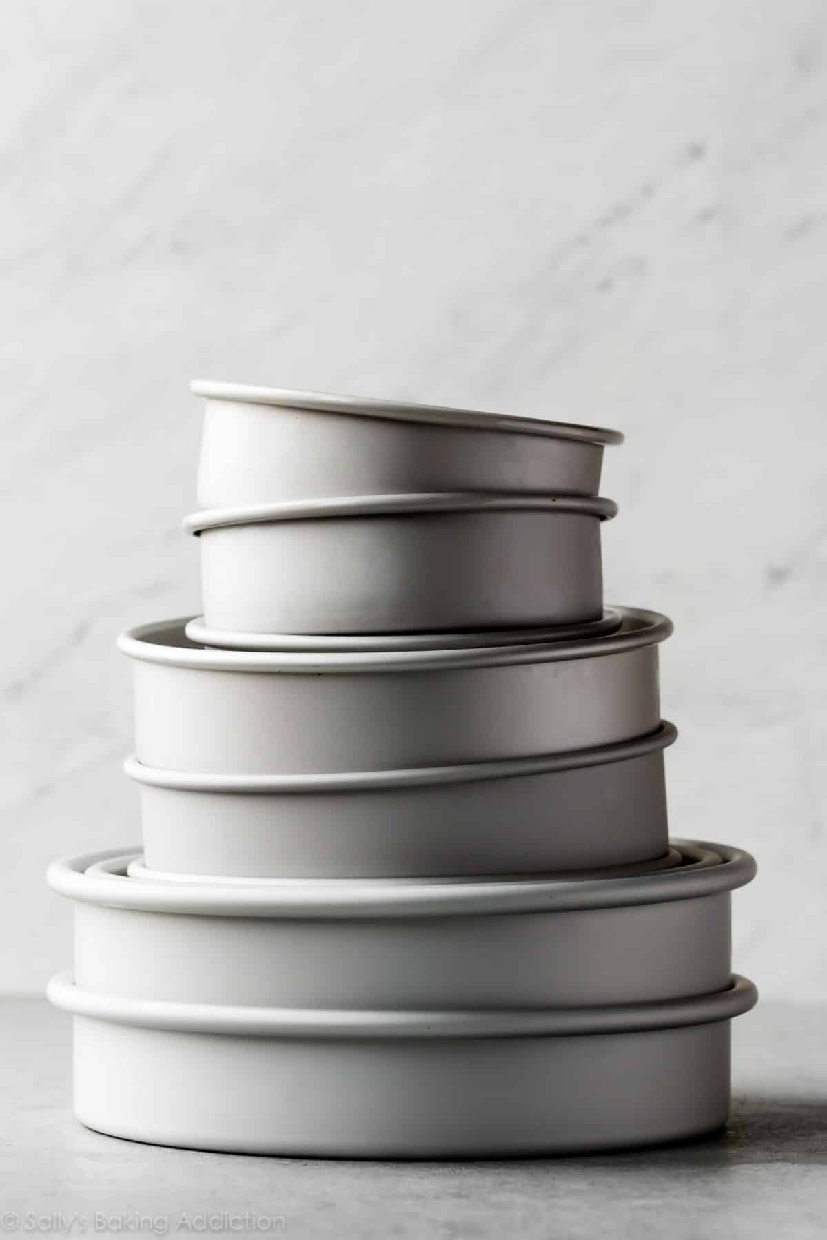 stack of cake pans