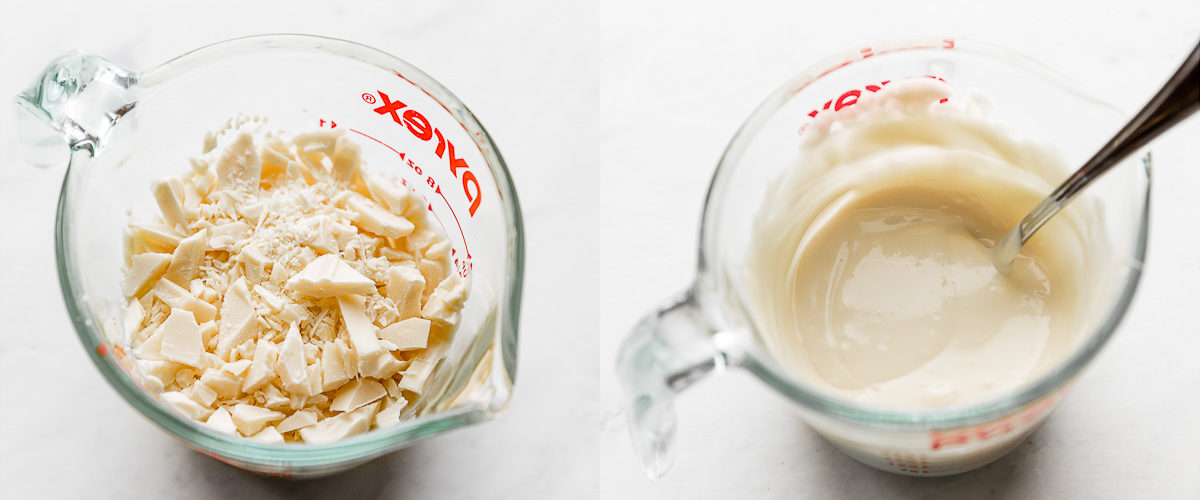 chopped and melted white chocolate