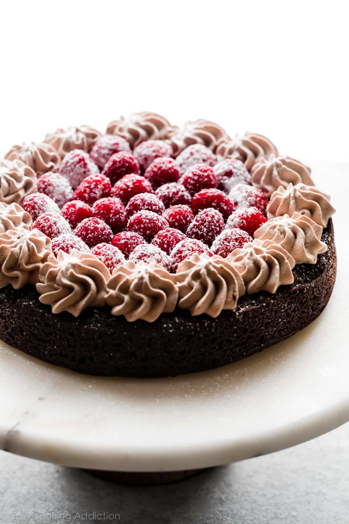 flourless chocolate cake with mocha whipped cream
