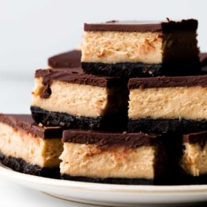 peanut butter cheesecake bars with chocolate ganache