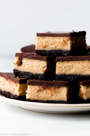 peanut butter cheesecake bars with chocolate ganache
