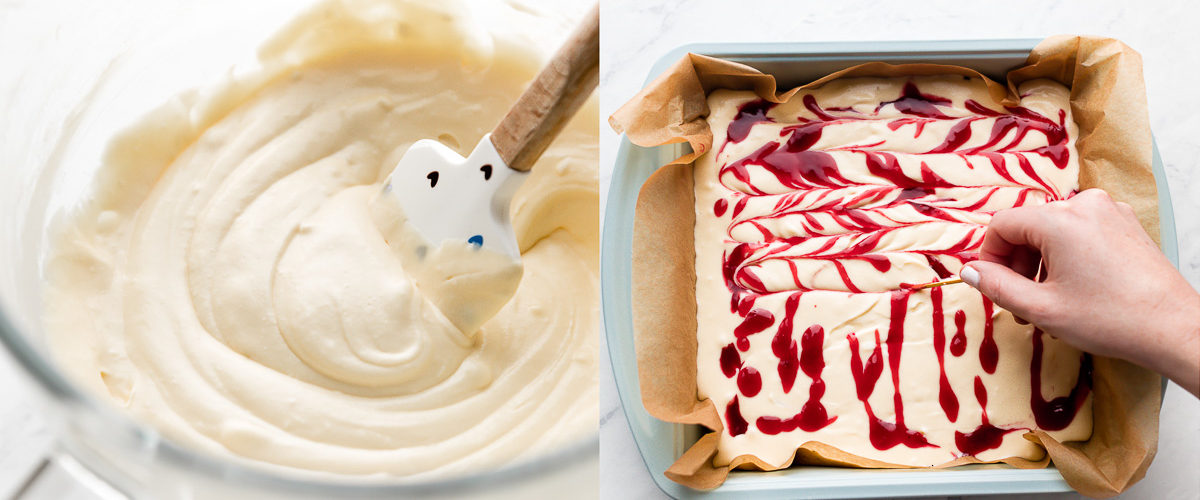 white chocolate cheesecake bars batter