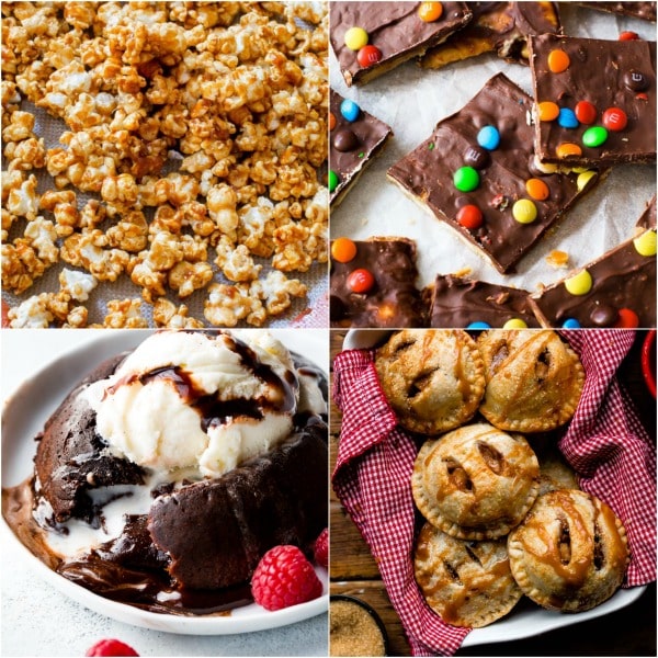 4 fun at-home baking projects including caramel corn, Saltine toffee, lava cakes, and apple hand pies