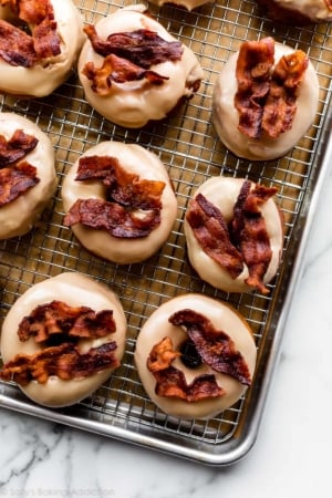 homemade maple bacon doughnuts
