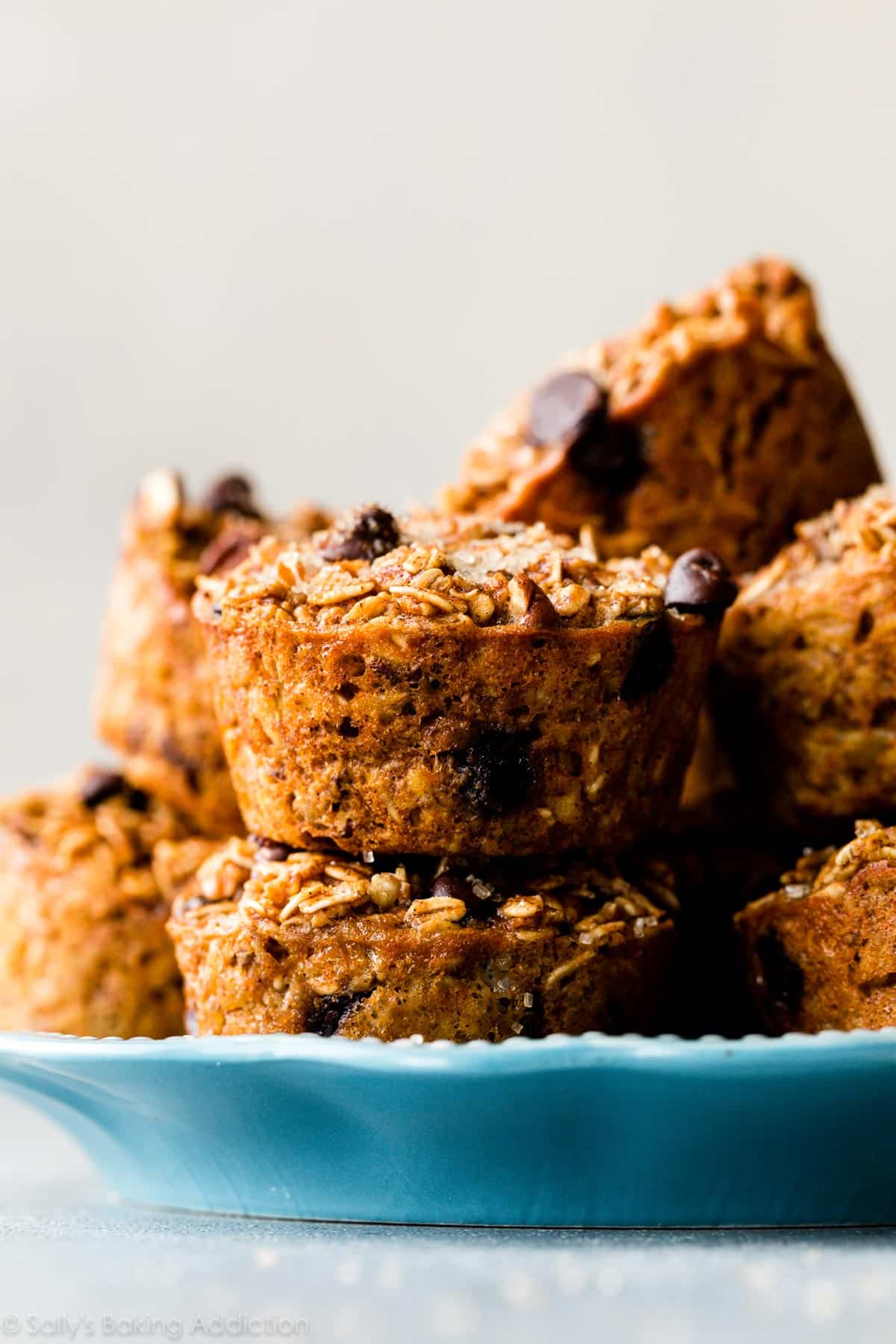 pumpkin baked oatmeal cups with chocolate chips