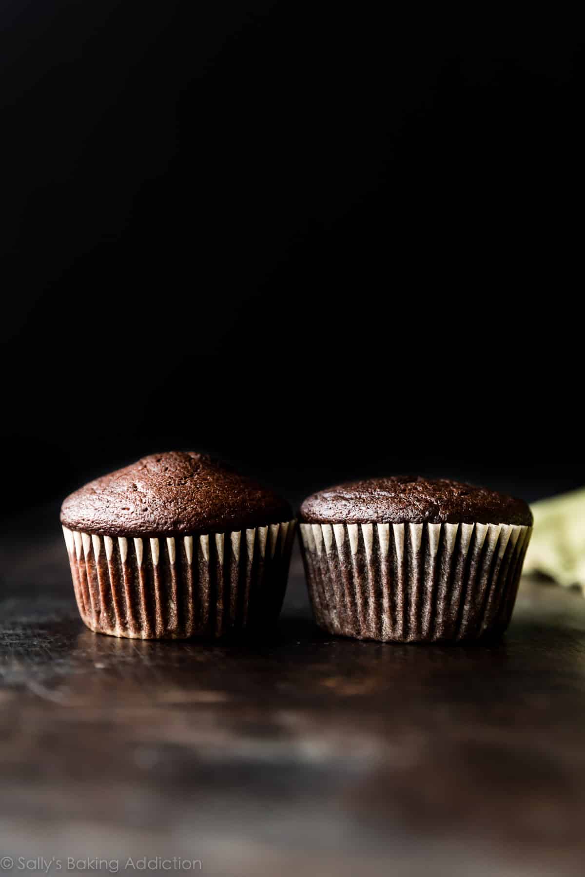 two chocolate cupcakes