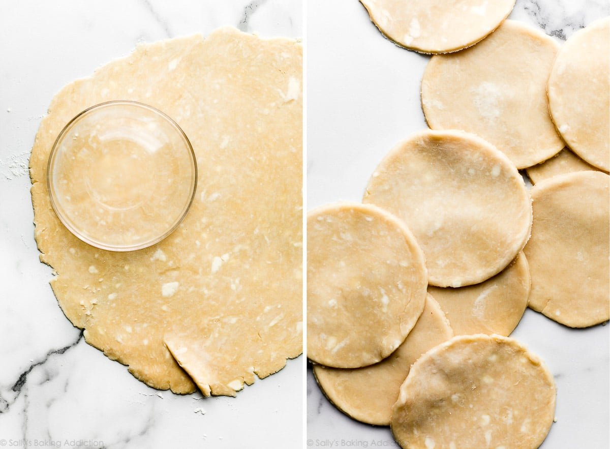 cutting pie dough into circles