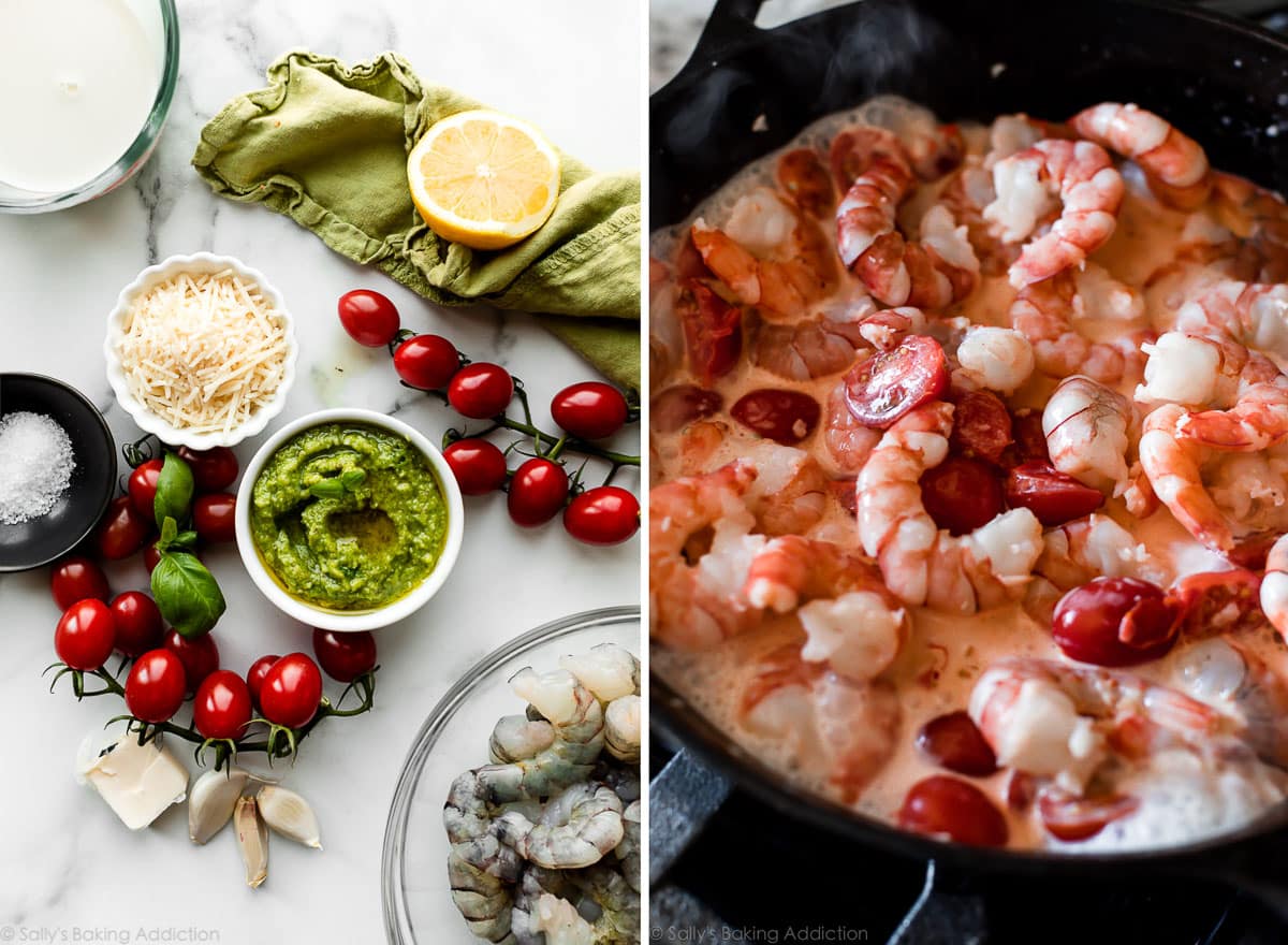 ingredients for cooking pesto shrimp