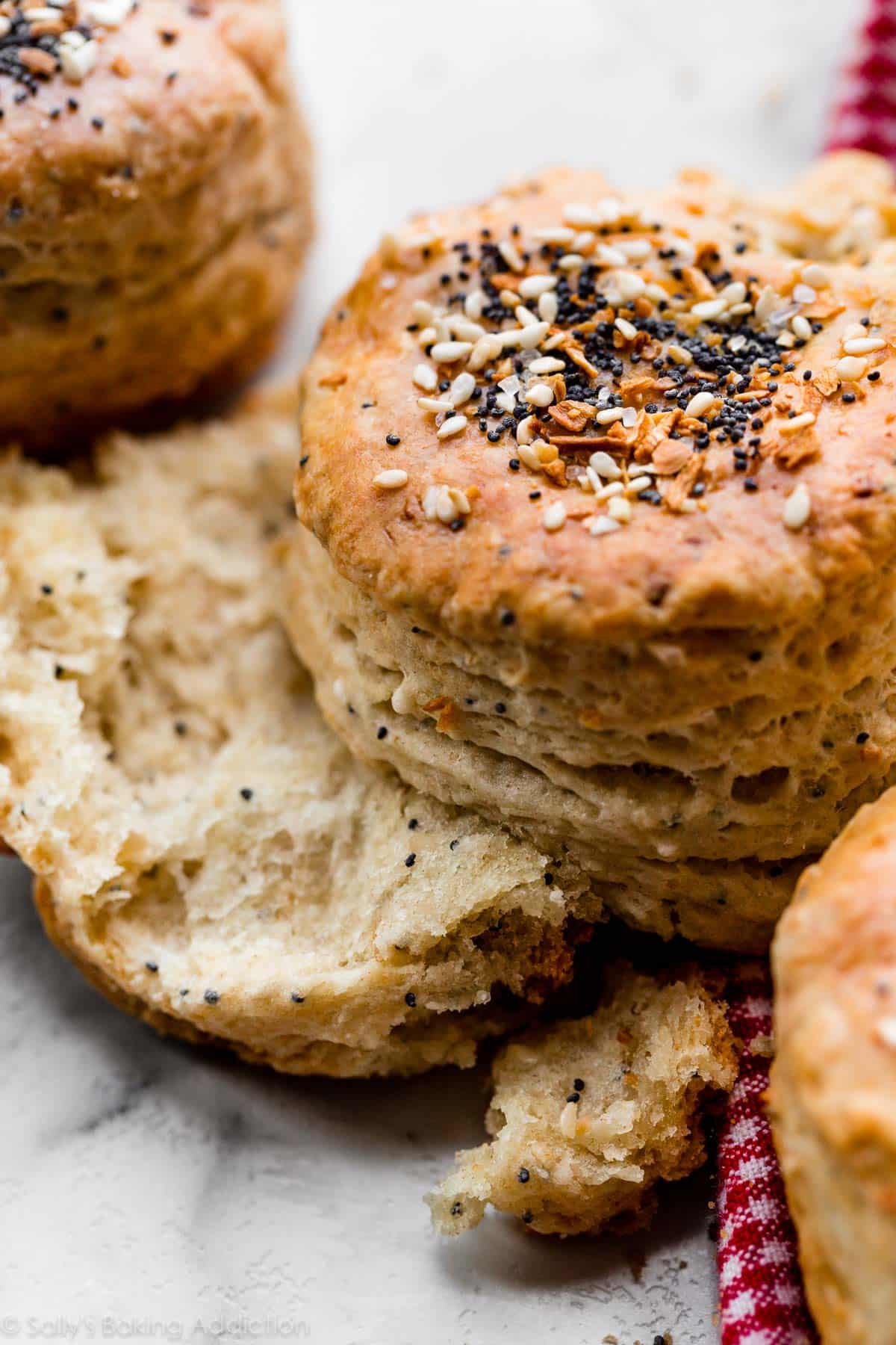 flaky everything bagel biscuits