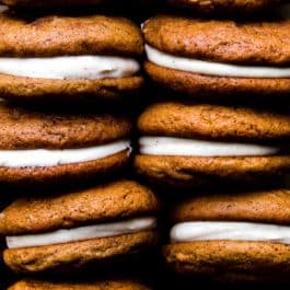 close up photo of gingerbread whoopie pies
