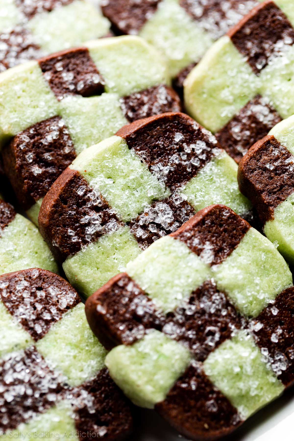 close-up photo of checkerboard cookies