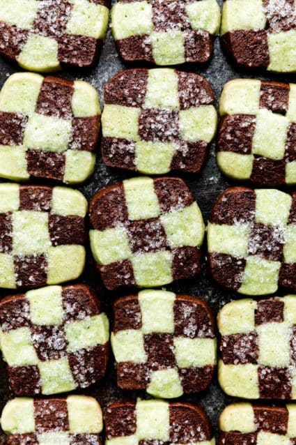 Mint Chocolate Checkerboard Cookies