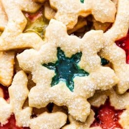 stained glass window snowflake cookies with melted Jolly Rancher centers