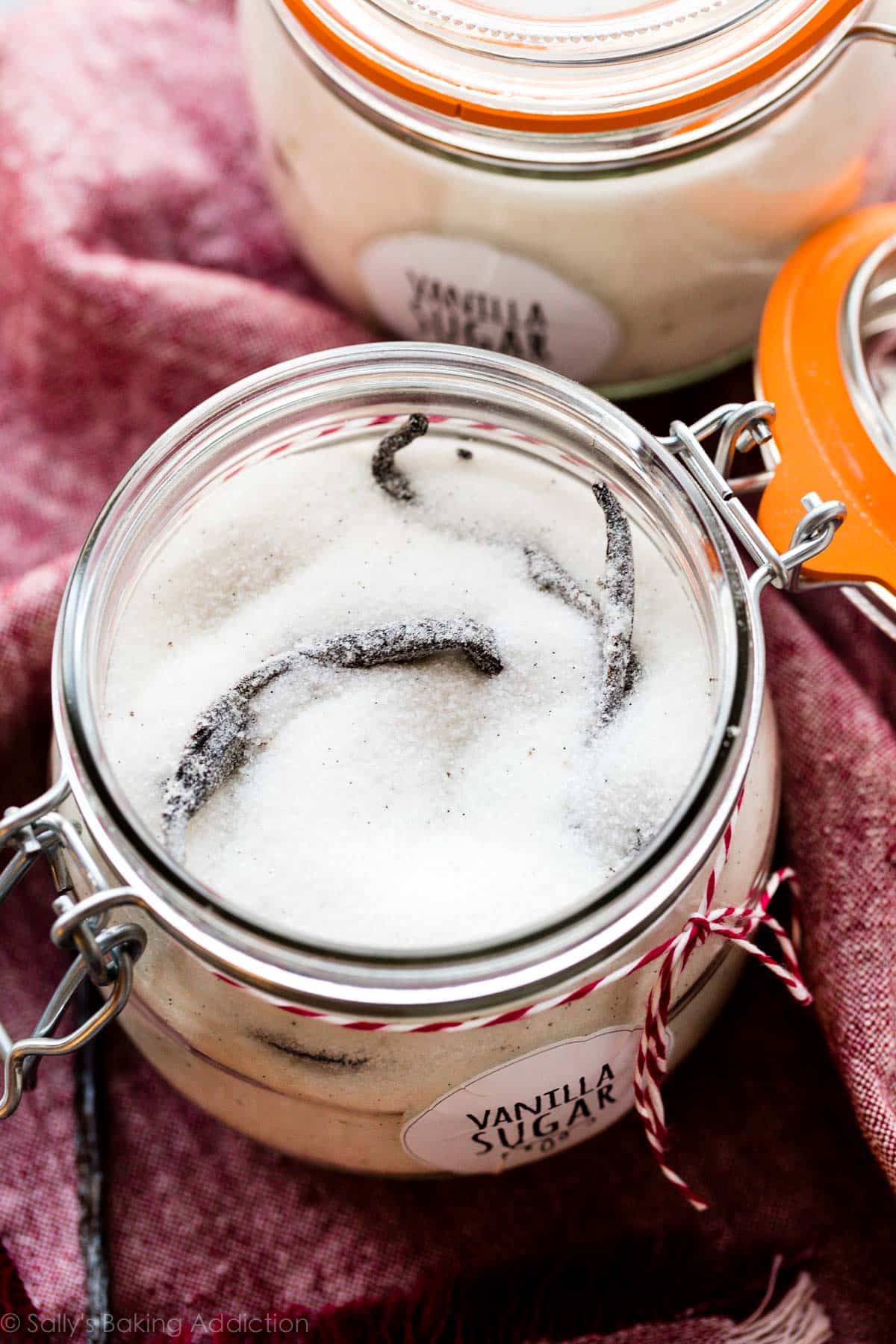 vanilla sugar pictured in a jar