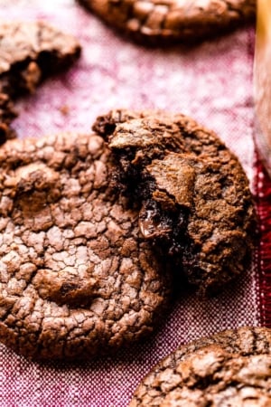 brownie cookies with one broken in half