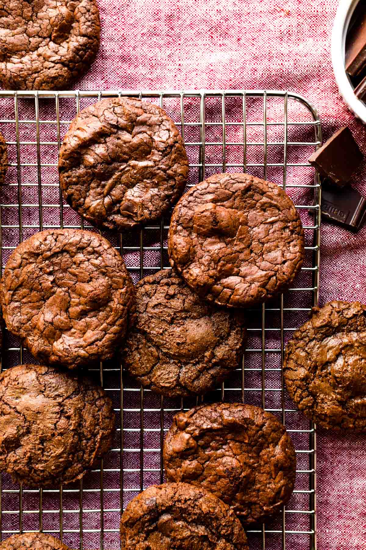 brownie cookies on cooking rack
