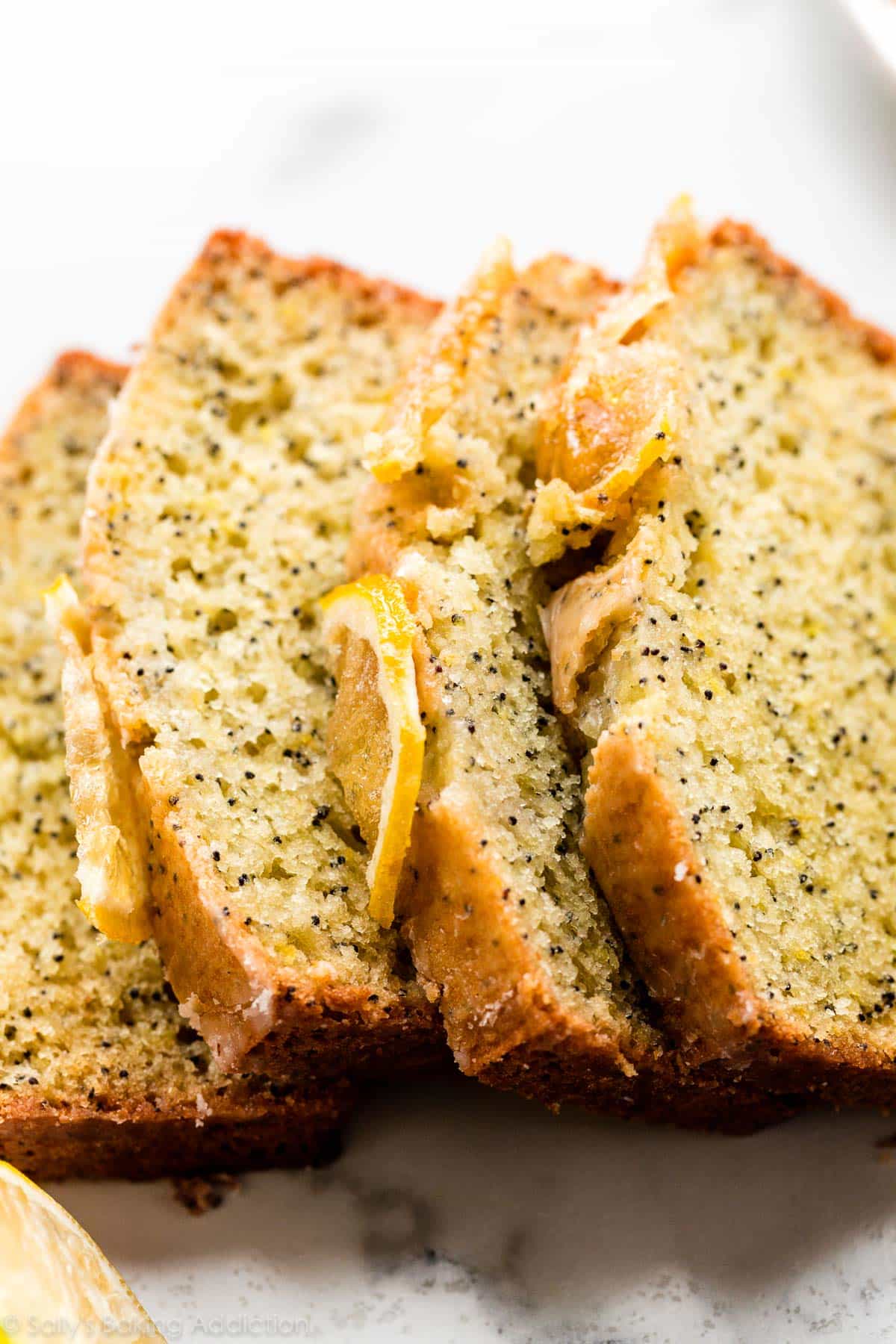 lemon poppy seed bread slices
