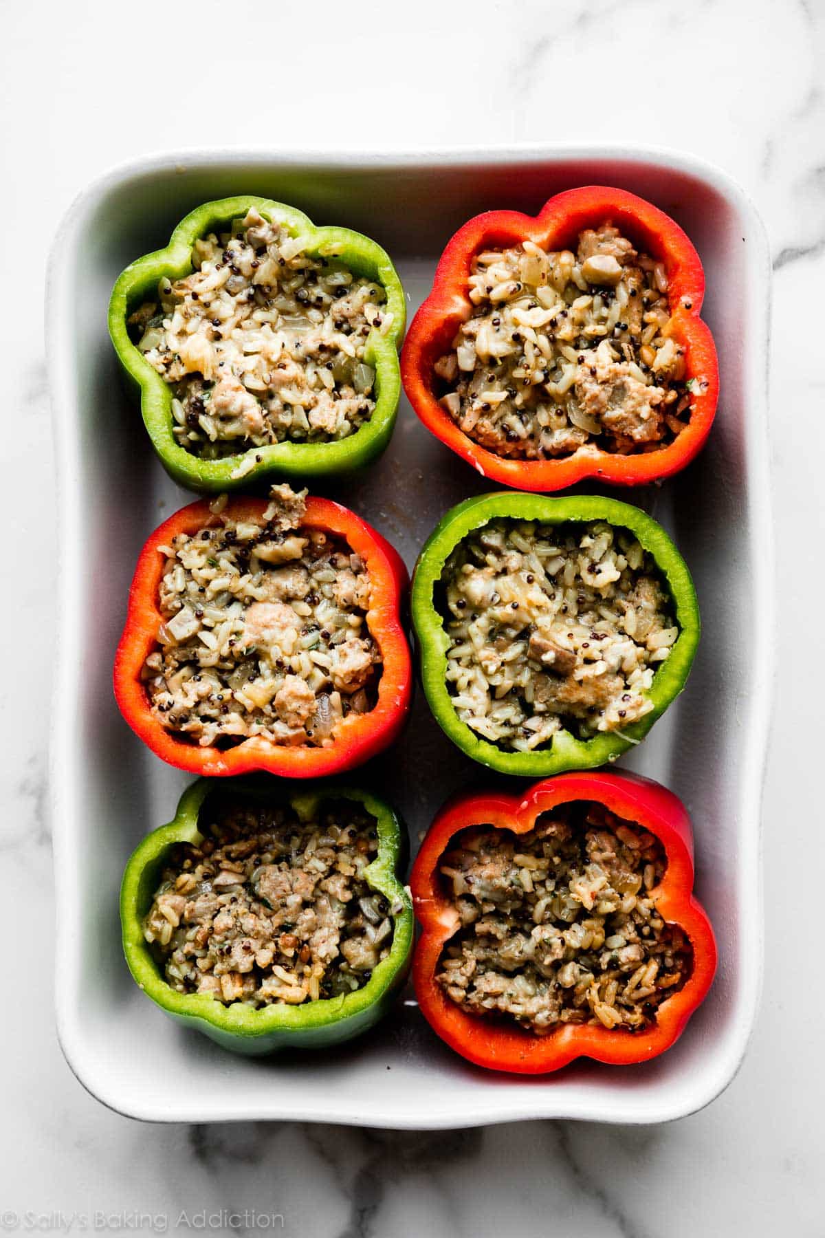 sausage stuffed peppers before baking