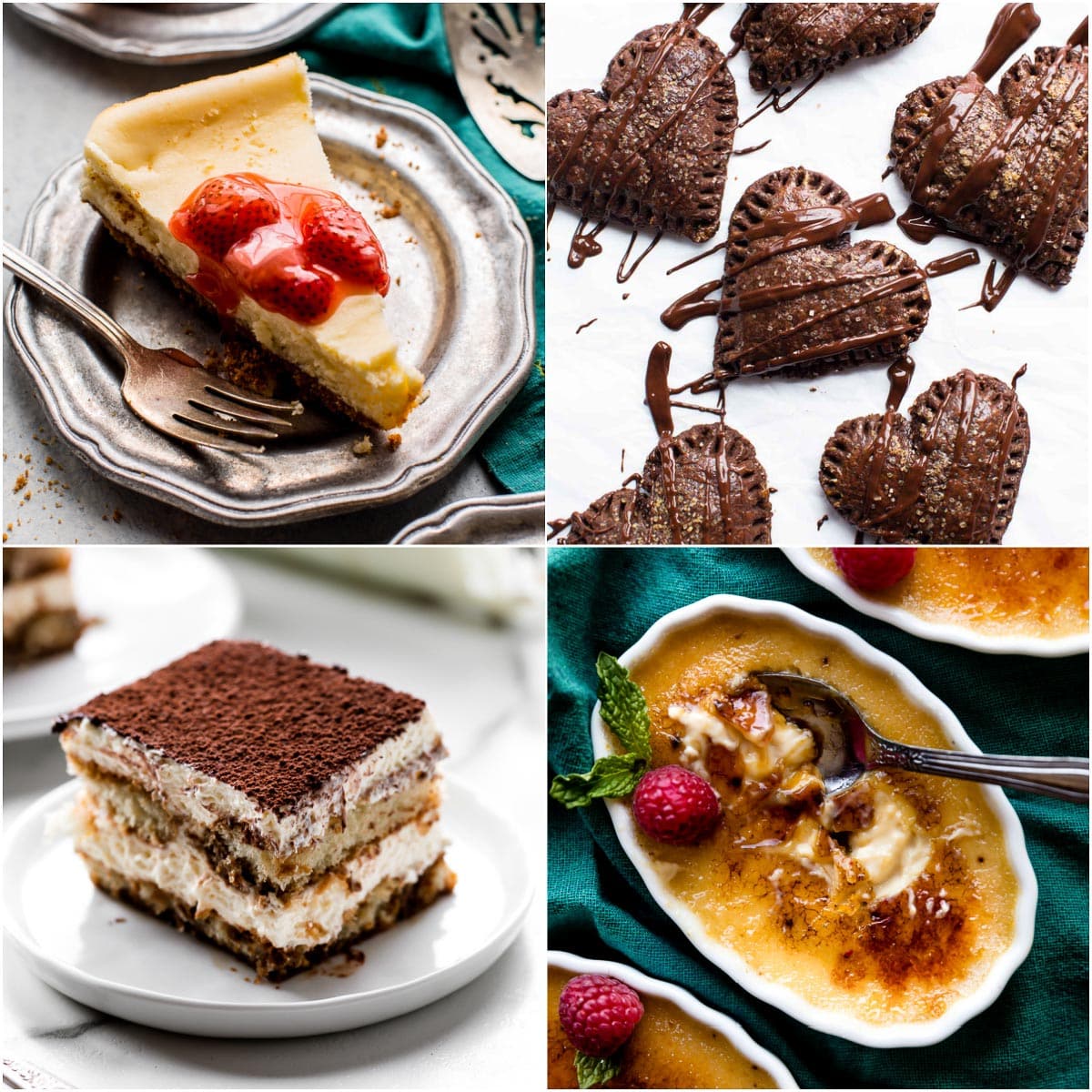 Collage of four Valentine's Day dessert recipes