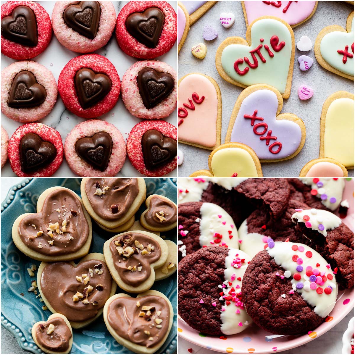 Collage of four Valentine's Day cookie recipes