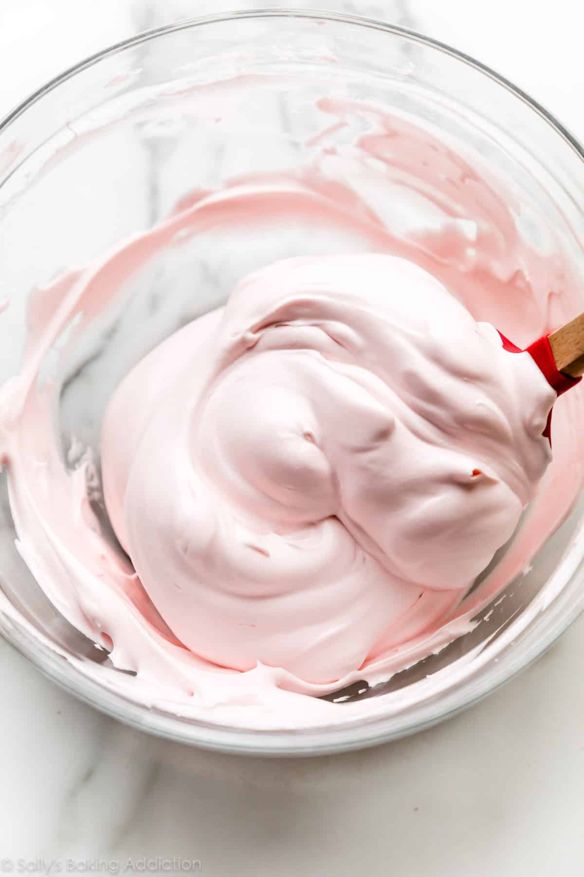 whipped egg whites tinted with pink food coloring