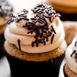 Baileys coffee cupcake with chocolate sprinkles on top