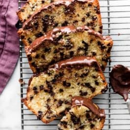 slices of chocolate chip loaf cake