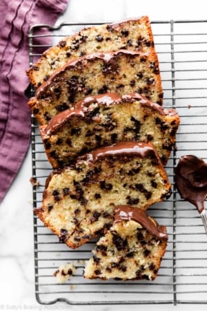 slices of chocolate chip loaf cake
