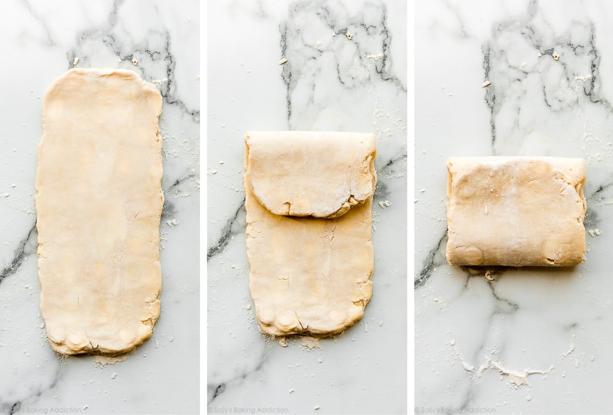 the stages of folding pastry dough