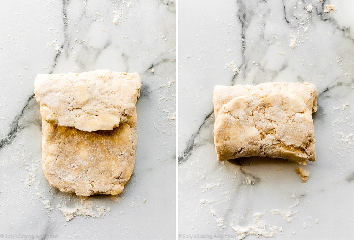 folding and flattening pastry dough