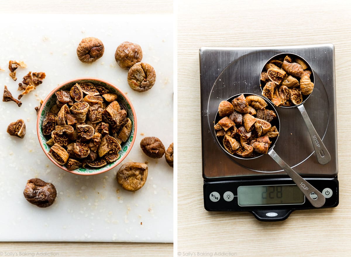 measuring chopped dried figs