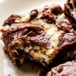 chocolate brownie with coconut cheesecake swirl