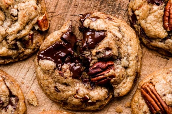 brown butter chocolate and pecan cookies