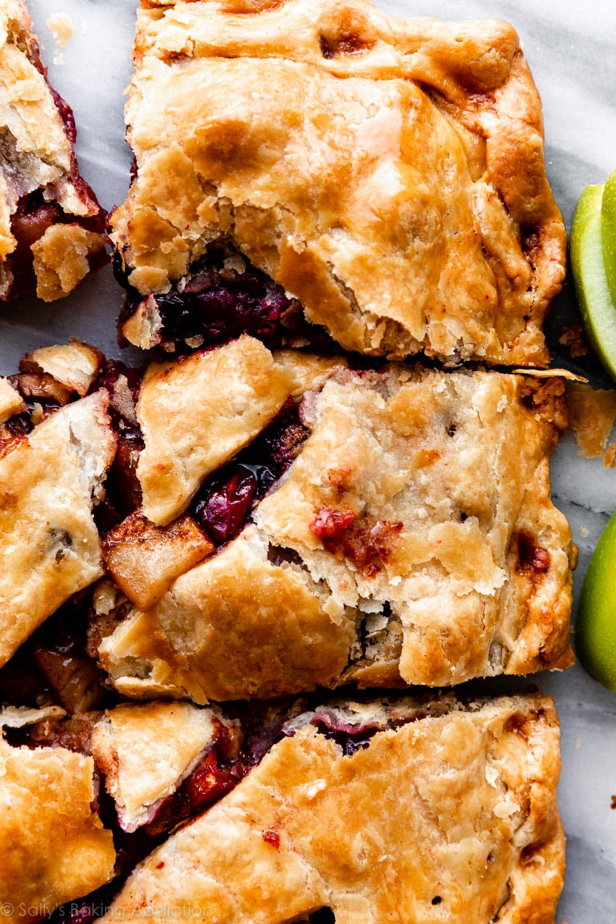 rectangle slices of cranberry apple slab pie