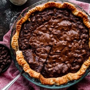 brownie pie in flaky pie crust shell