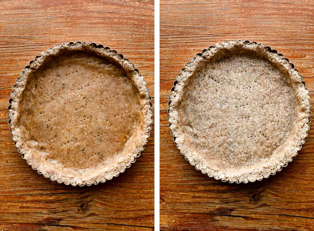 pecan tart crust before and after partially par-baking