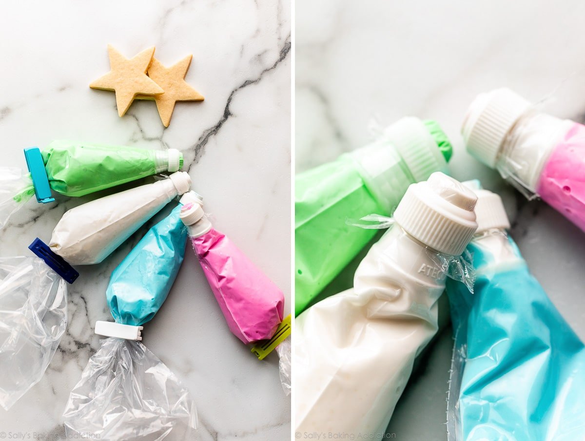 royal icing in piping bags stored without piping tips
