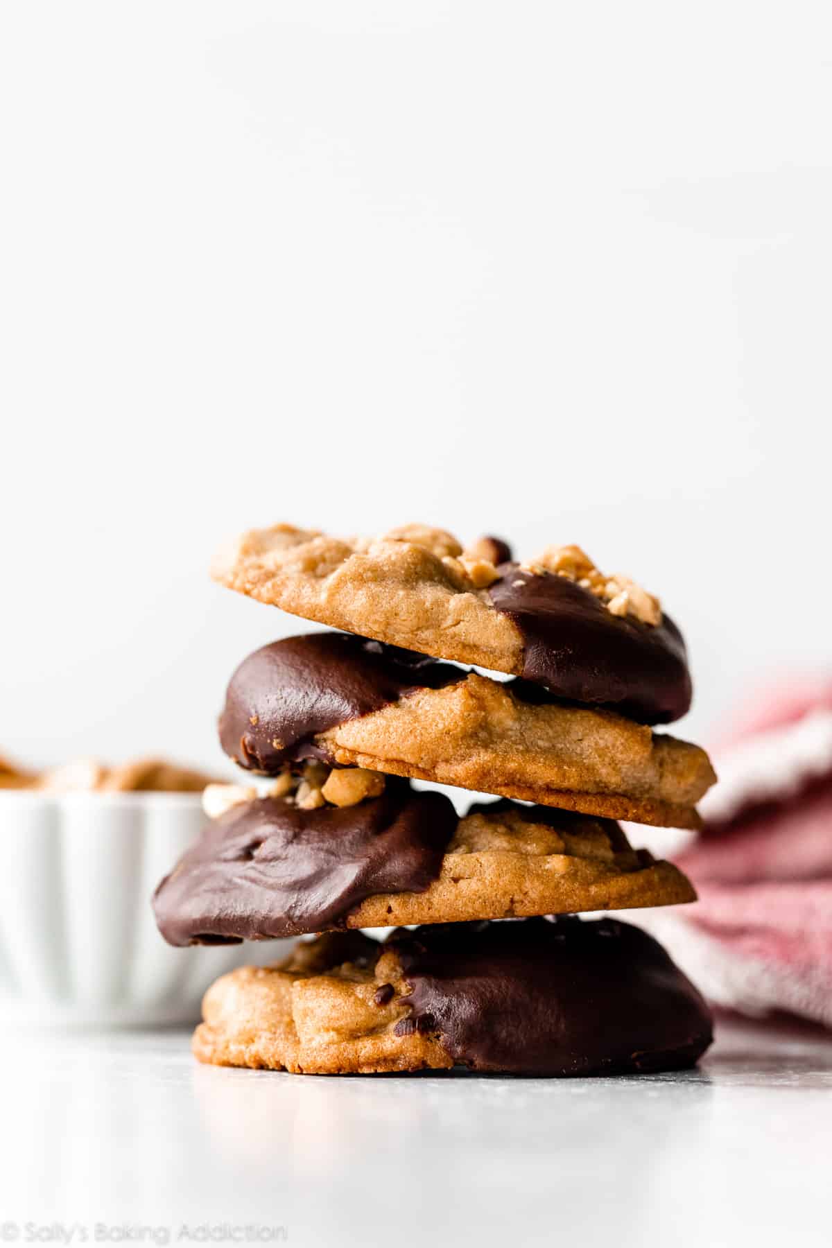 stack of peanut butter chocolate half moon cookies
