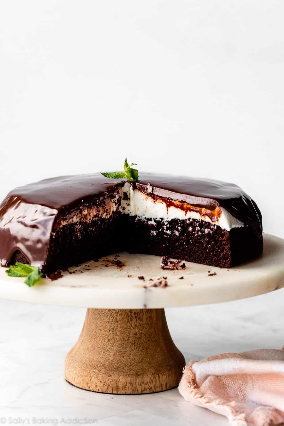chocolate cake with sweet mint buttercream and dark chocolate ganache