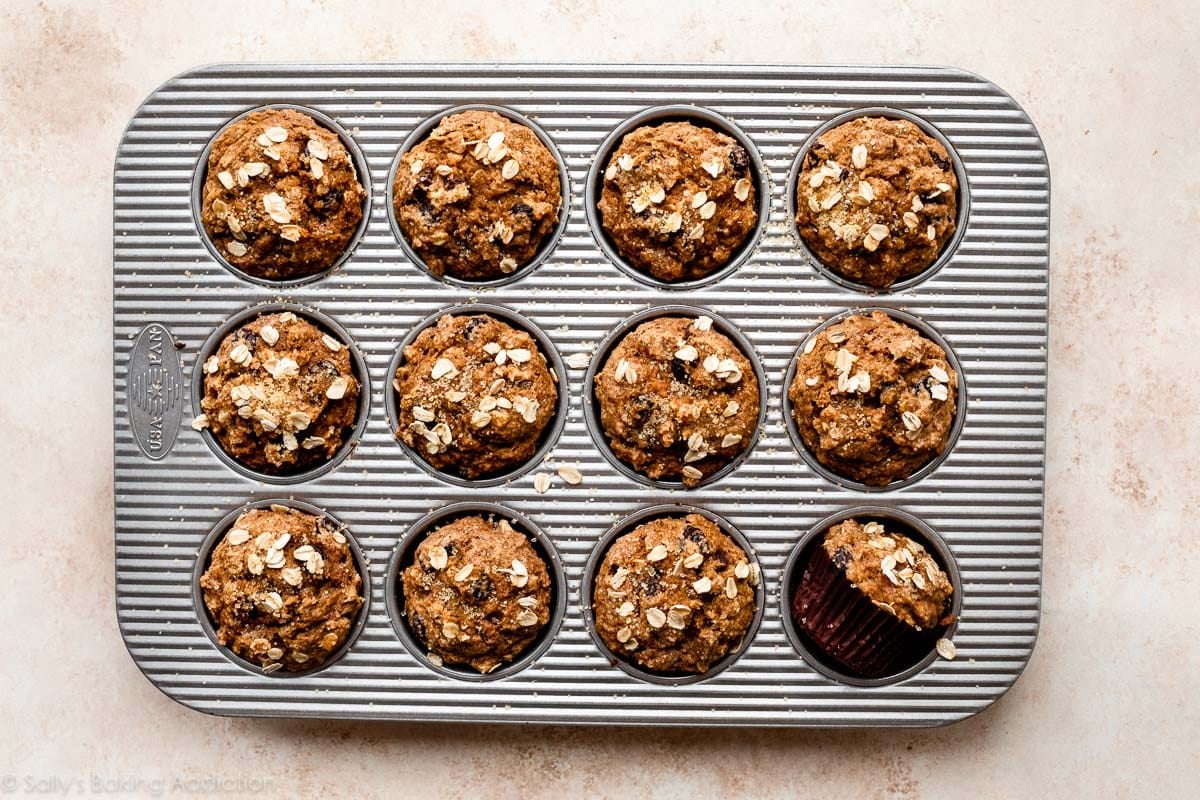 whole wheat applesauce muffins in muffin pan