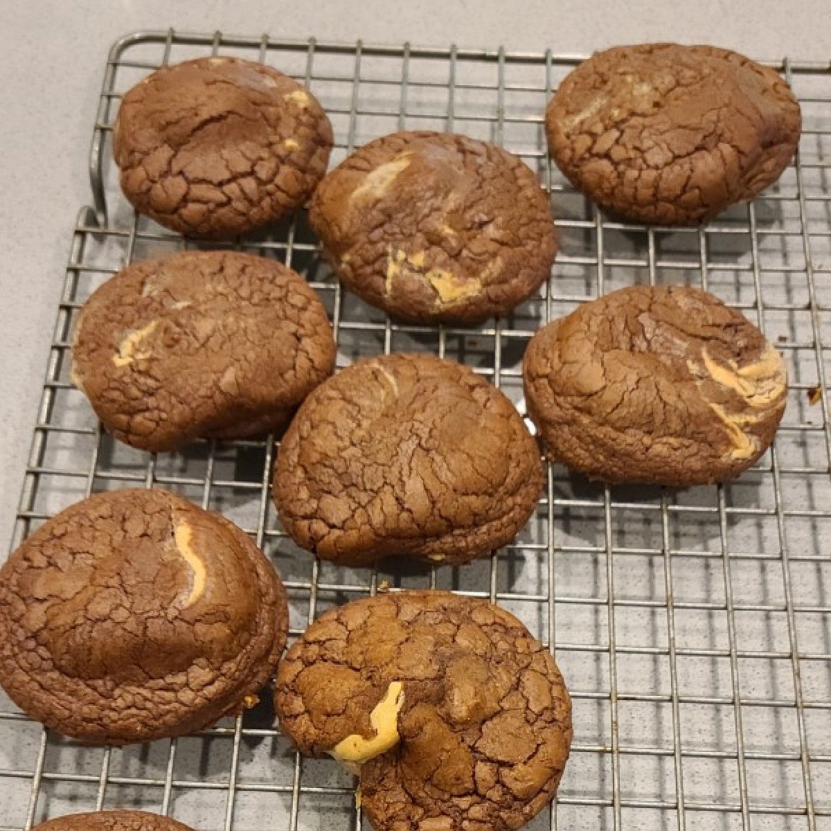 brownie cookies with peanut butter swirls