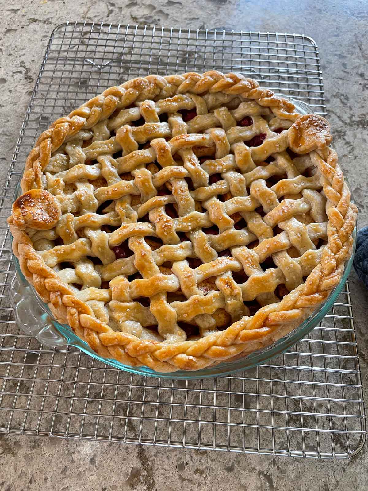 lattice topped apple pie.