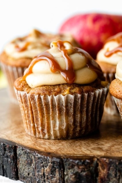 Apple Cupcakes with Salted Caramel Frosting