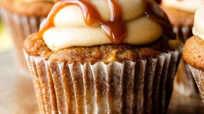 Apple Cupcakes with Salted Caramel Frosting