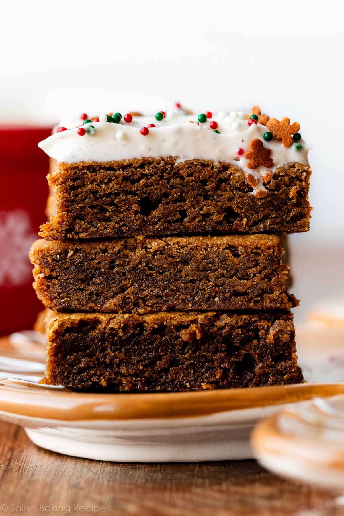 stack of 3 gingerbread cookie bars.