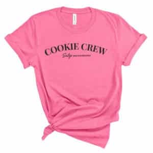cookie crew adult unisex crewneck t-shirt in charity pink